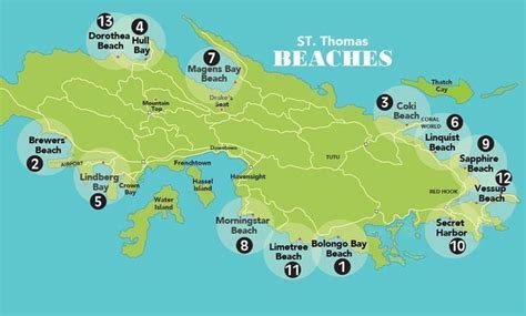 Beach Map St. Thomas USVI #St.Thomas | St thomas virgin islands, St thomas beaches, Virgin ...