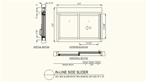 Side slider window detail plan and elevation autocad files - Cadbull