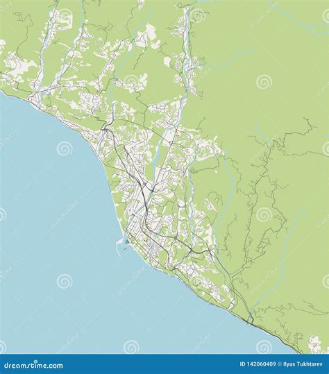 Map of the City of Sochi, Russia Stock Illustration - Illustration of ...