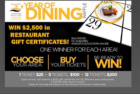 Dining Dish: Win $2,500 in restaurant gift certificates - 'A Year of Dining" Raffle