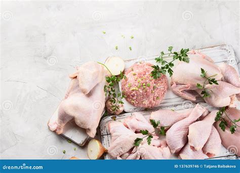 Different Types of Fresh Chicken Meat Stock Photo - Image of cooking ...