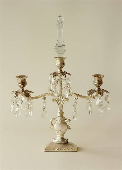 Antique Silver Candelabra With Crystals - Adorn Event Hire - Wedding And Event Hire