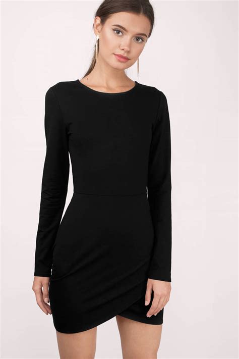 Gorgeous Black Bodycon Dress - Long Sleeve Dress - Bodycon Dress - $31 ...