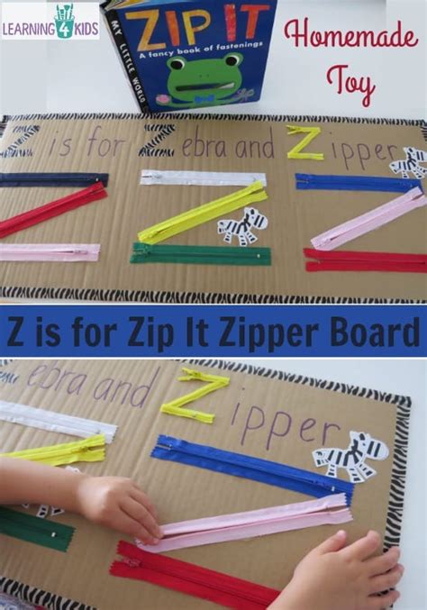 Z is for Zip It Zipper Board | Learning 4 Kids