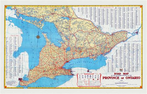 Official Road Map of Ontario, 1950, Map on Heavy Cotton Canvas, 22x27 ...