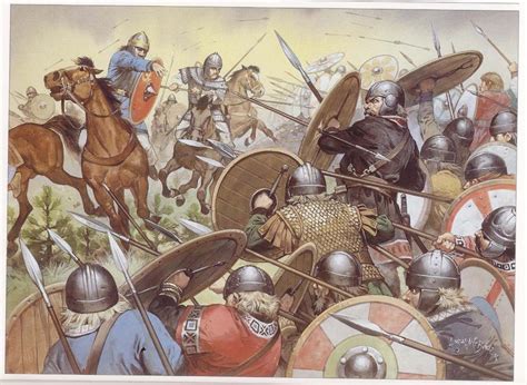 The Battle of Chalons by Angus McBride, pits the army of Attila, which comprised of Huns ...