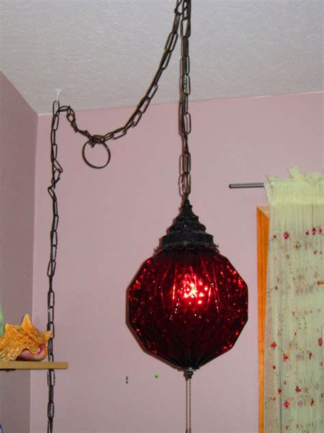 70's Ruby colored Swag Lamp (Kinda Gothic!) | Collectors Weekly