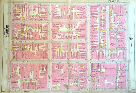 Chinatown Map, Original 1908 Center City Philadelphia Atlas, Philly ...