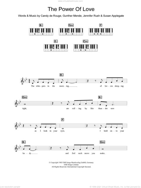 The Power Of Love sheet music (intermediate) for piano solo (chords ...