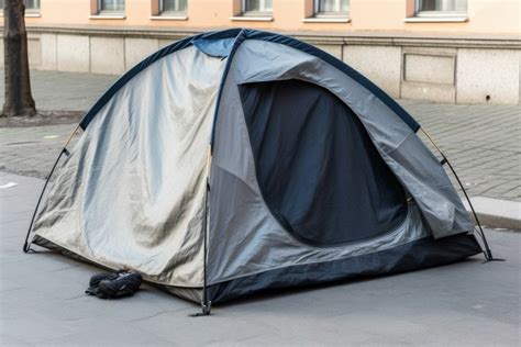 Street city homeless tent. Generate Ai