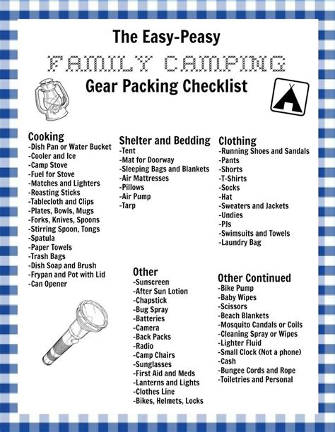 My Easy-Peasy Family Camping Checklist and a Free Printable Version for ...