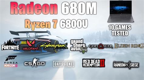 Radeon 680M + Ryzen 7 6800U : Test in 10 Games - Ryzen RDNA2 APU - YouTube