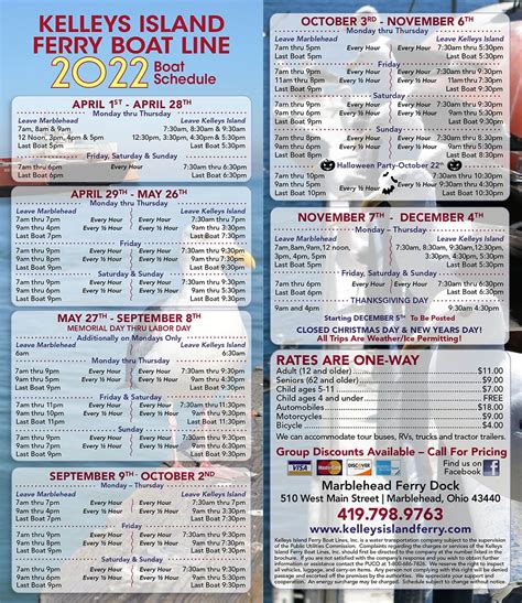 Schedule for Kelleys Island Ferry Boat Line for passenger and auto transportation from ...