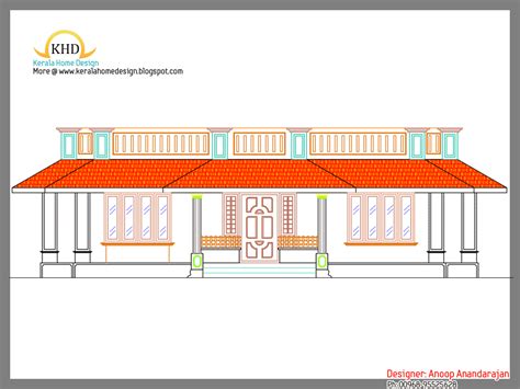 Single Floor House Plan and Elevation - 1290 Sq. ft | home appliance