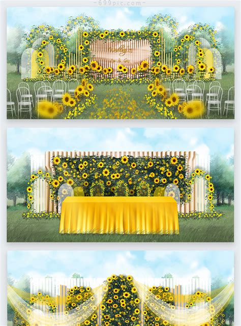 Outdoor fresh sunflower theme wedding renderings template image_picture free download 401738907 ...