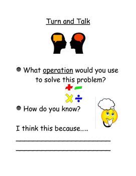 Math operations turn and talk visual prompt | Math word problems, Math ...