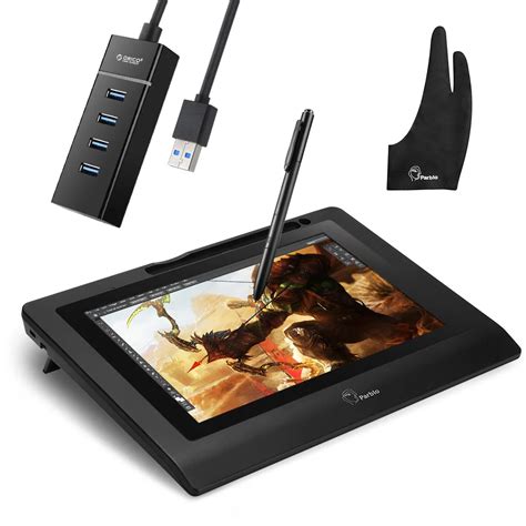 Parblo 10.1" Graphic Drawing Tablets Digital Monitor with Battery free ...