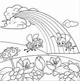Rainbow In The Garden coloring Page  Mitraland sketch template