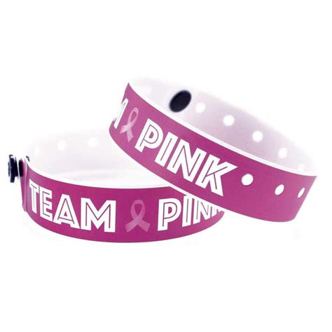 Team Pink Ribbon Wristbands for Breast Cancer Awareness 3/4" Plastic 4063 500/Box