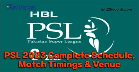 PSL 2023 Complete Schedule, Match Timings & Venue - IPLT20 Records