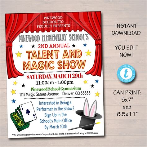 EDITABLE Talent Show Flyer Printable PTA PTO Flyer School - Etsy Schweiz