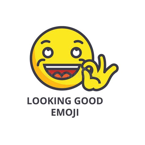 Looking Good Emoji Line Icon Concept. Looking Good Emoji Flat Vector Symbol, Sign, Outline ...