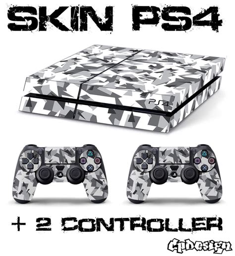 PS4 SKIN camouflage modern camo white + 2 controller sony playstation 4 ...