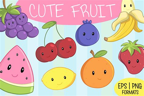 Cute Fruit Illustration Set