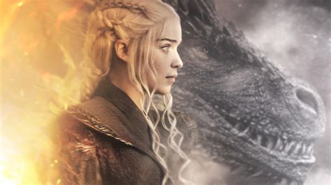 Daenerys Targaryen Wallpaper 4K, Dragon, Emilia Clarke