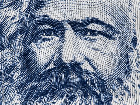 Karl Marx portrait on East German 100 mark (1975) banknote closeup ...