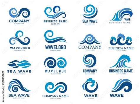 Vetor de Wave logo. Graphic symbols of ocean or flowing sea water stylized for business identity ...