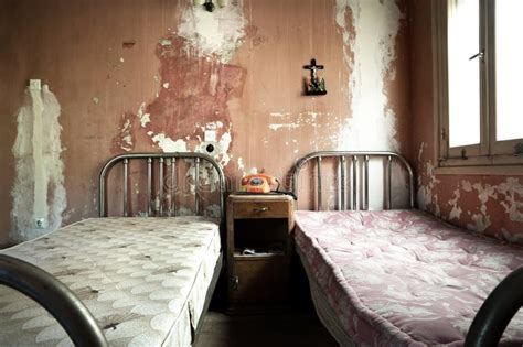 Creepy Dirty And Abandoned Bedroom Stock Photo - Image of bright, poor ...