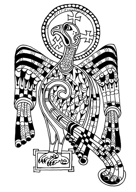 Book of Kells - Aigle - Art Adult Coloring Pages