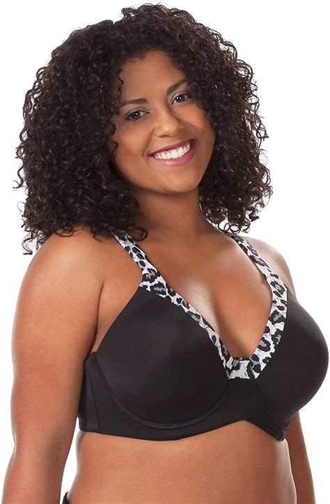 LEADING LADY Women's Plus-Size Plus Size Luxe Body T-Shirt Bra with Underwire Support Bra, Black ...