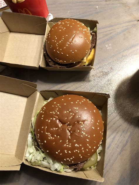 McDonald’s Grand Big Mac and regular Big Mac side by side : r/mildlyinteresting