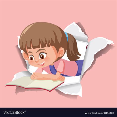 Background template design with girl reading book Vector Image