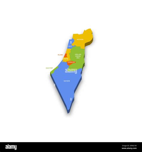 Israel political map of administrative divisions - districts, Gaza ...