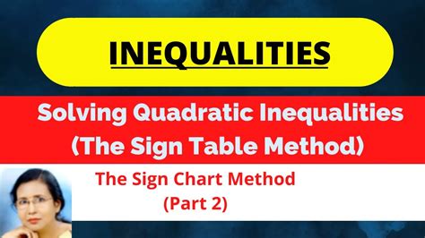 Solving Quadratic Inequalities Using The Sign Table Or The Sign Chart ...