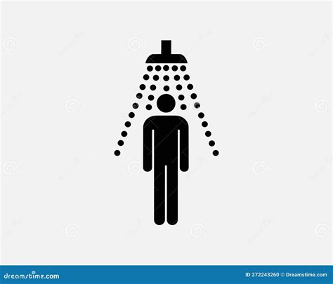 Man Showering Taking a Shower Stick Figure Black White Silhouette Sign Symbol Icon Vector Stock ...