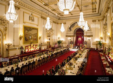 Guests in the ballroom at Buckingham Palace, London, as King Felipe VI of Spain and Queen ...