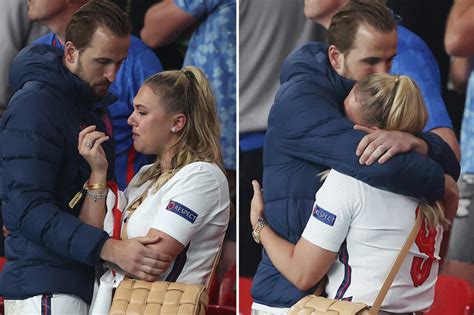 Harry Kane consoles wife Kate after she bursts into tears following England's devastating Euro ...