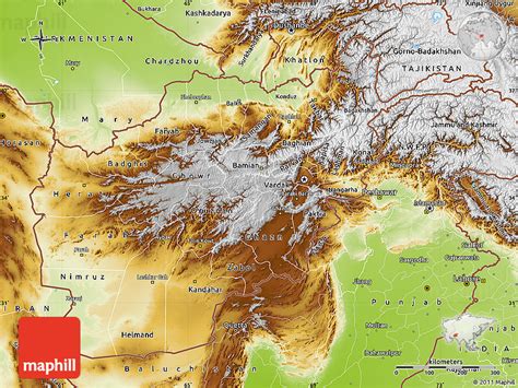 Physical Map of Afghanistan