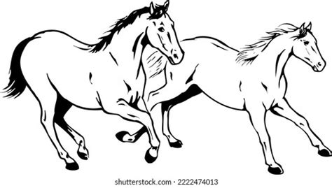 Horses Running Black White Vector Illustration Stock Vector (Royalty Free) 2222474013 | Shutterstock