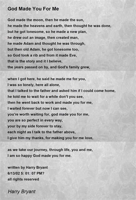 God Made You For Me - God Made You For Me Poem by Harry Bryant