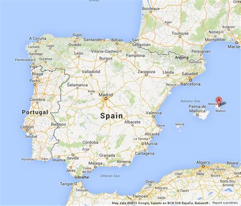 Menorca on Map of Spain