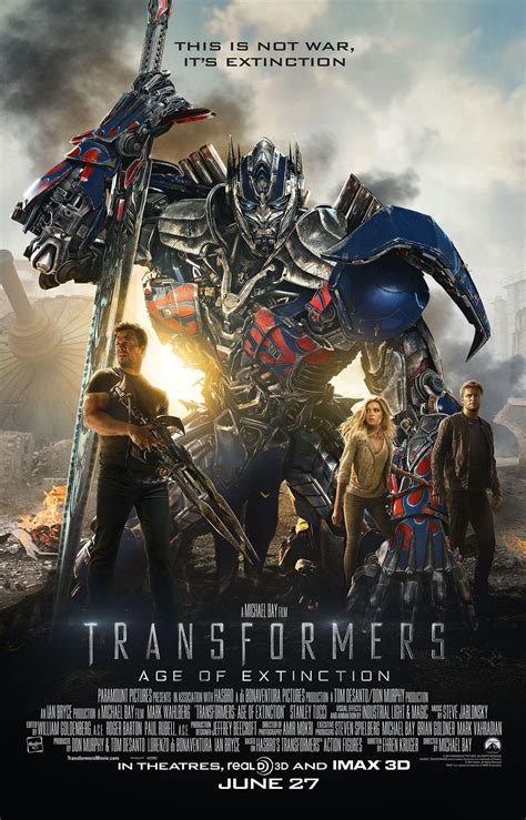 New Transformers 4 Age Of Extinction Poster Featuring Optimus Prime And The Main Human Cast ...