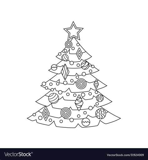 Christmas tree outline silhouette Royalty Free Vector Image