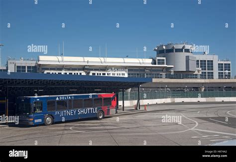 JFK Airport New York USA - Shuttle bus and terminal building Stock ...