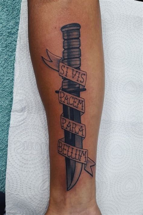 Tattoo Si vis pacem para Bellum Ka-bar Antebraço | Tatuagens militares ...