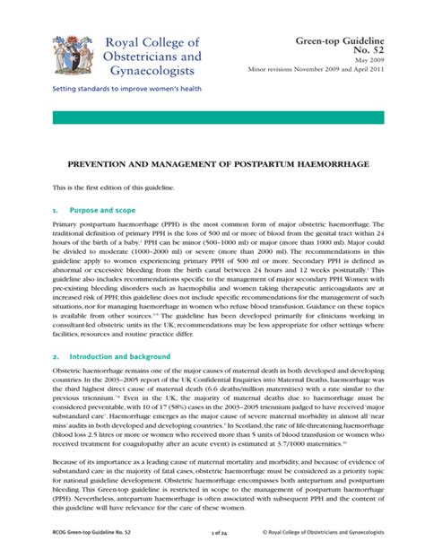 Prevention and management of postpartum haemorrhage